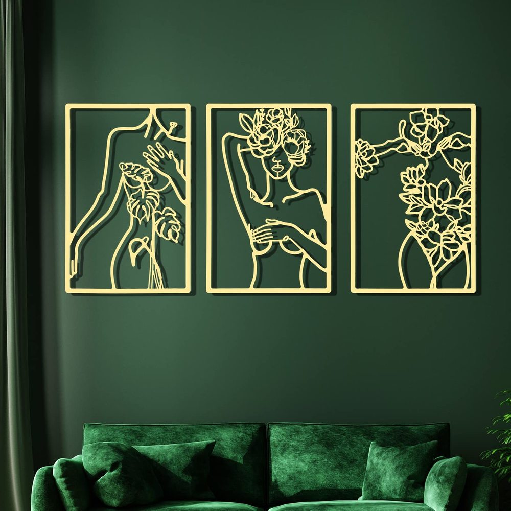 3 Pieces Gold Wall Decor Minimalist Wall Art Metal Line Wall Art Wall Decor😉